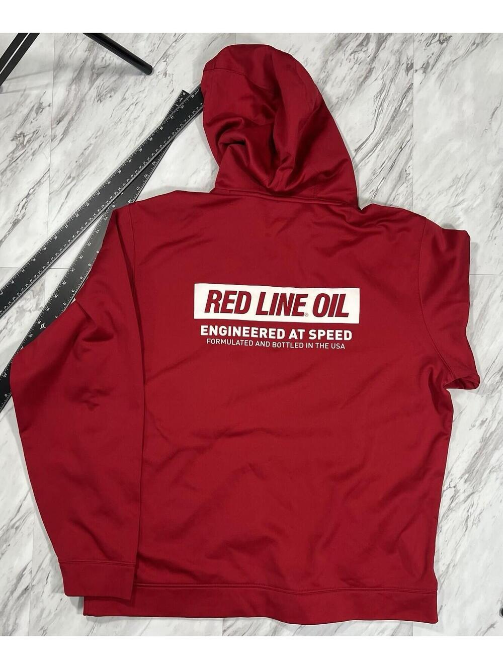 Red Line Oil Hoodie Red Graphic Front Back Logo Sport Tek Size L #9
